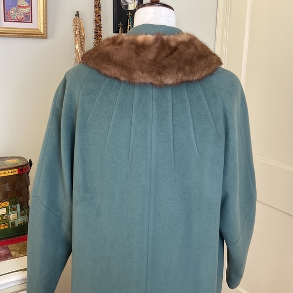 Vintage 40s Winter Coat Fur Trim XL - Picture 10 of 14